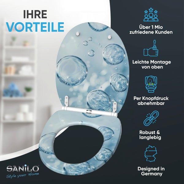 WC-Sitz mit Absenkautomatik & Top Fix Bubbles