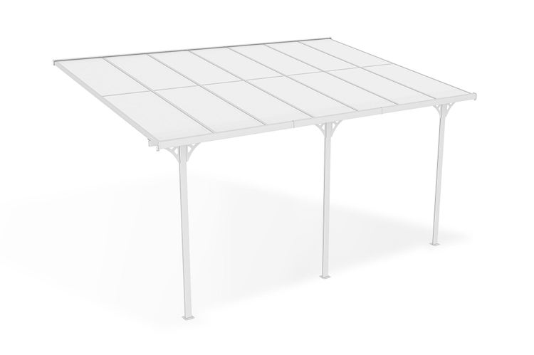 Terrassenüberdachung garten alu Weiß KLEO - Höhe verstellbar 495x300x225/270 cm - mit Polycarbonat Dach Weiß halbtransparent 6mm Auch Pergola/Carport