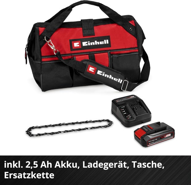 Einhell Werkzeugtasche inklusive 2,5 Ah Akku, Ladegerät und Ersatzkette