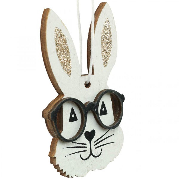 Osterhase mit Brille aus Holz zum Aufhängen