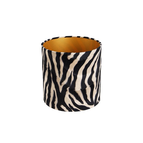 Velours Lampenschirm Zebra Design 25/25/25 Gold innen