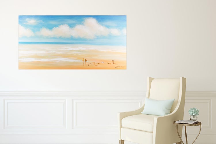Handgemaltes Gemälde Acrylfarbe 120x60cm Beige