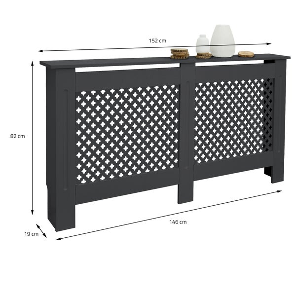 ECD Germany Heizkörperverkleidung mit Wabenmuster 152x19x82cm Anthrazit aus MDF lackiert Schlafzimmer Wohnzimmer Heizungsverkleidung Heizkörperabdeckung Heizungsabdeckung Heizung Heizkörper Abdeckung