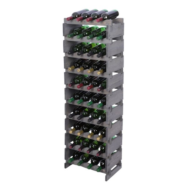 Weinregal VINOTECA FLEX PRO HxBxT 135x46x28cm 40 Flaschen auf 10 Ebenen Massives Kiefernholz Grau