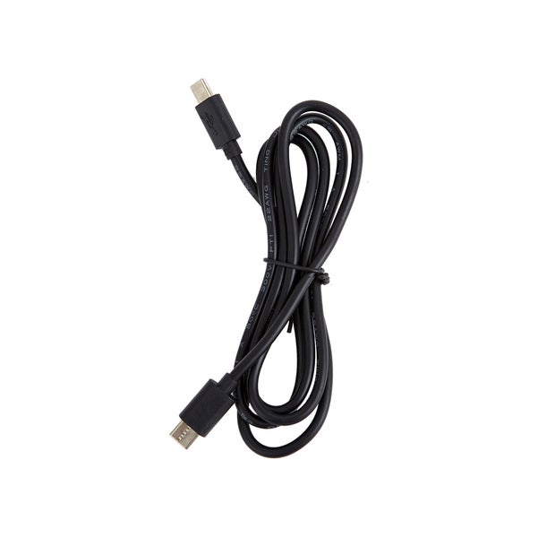 Schwarzes USB C auf USB C Kabel für die Stromversorgung und Datenübertragung.