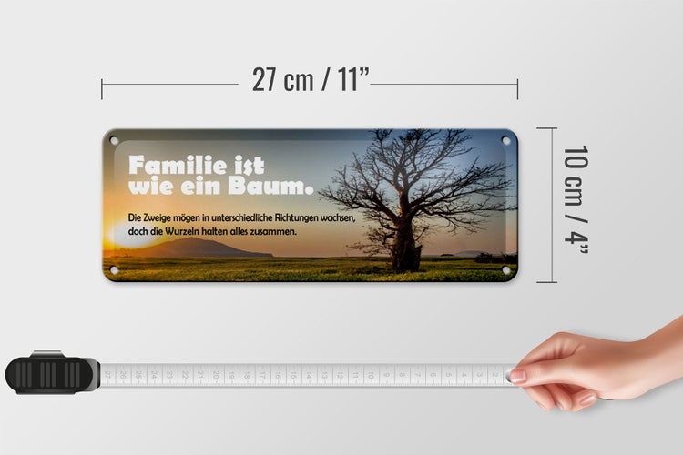 Blechschild Spruch 27x10cm Familie ist wie Baum die Zweige Dekoration