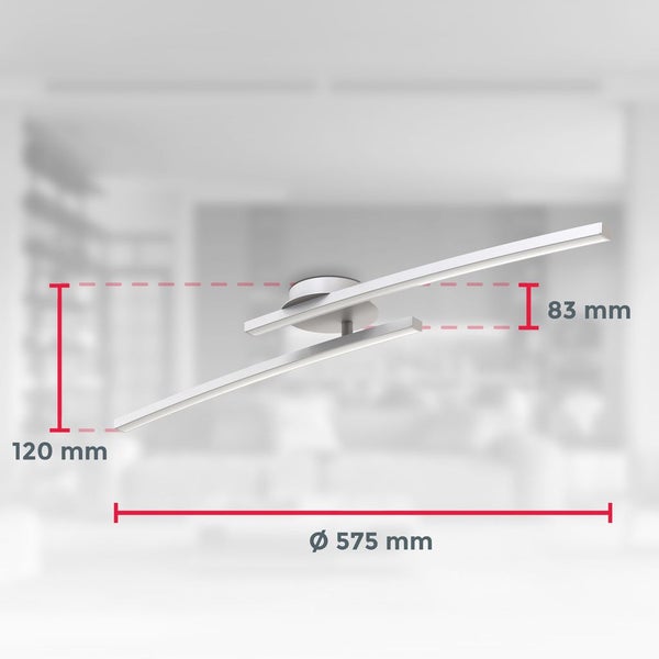 Deckenlampe 57,5x12 cm - 12W, 1300lm, LED, warmweiß, weiß