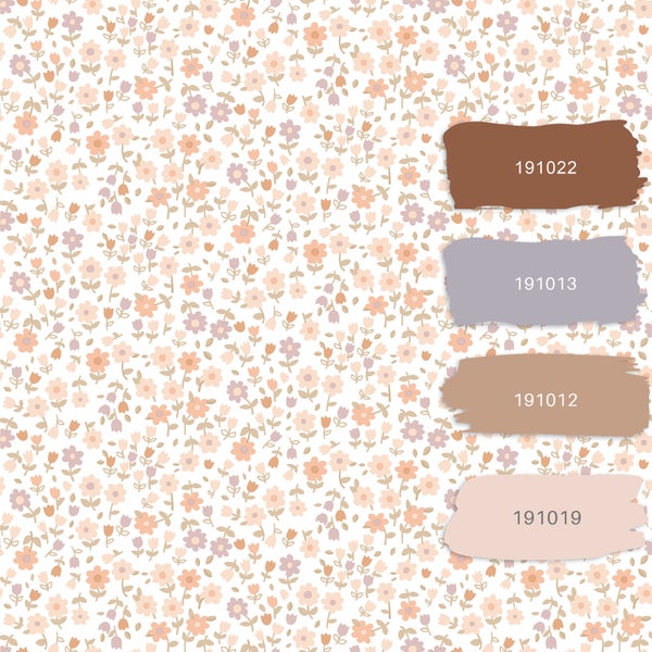 Blümchentapete mit Farbbeispielen