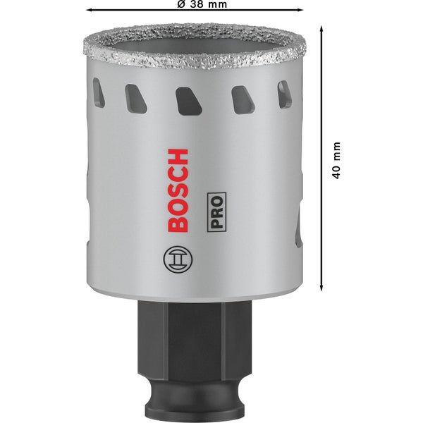 Bosch Logo Diamant-Bohrkrone mit 38 Millimeter Durchmesser und 40 Millimeter Länge