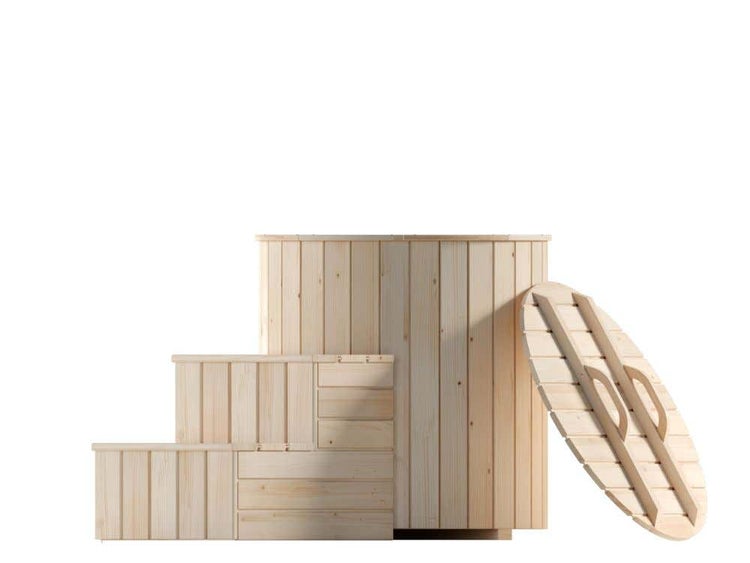 FinnTherm Cold Tub aus Holz mit 19 mm Wandstärke, Naturbelassen 1x1m