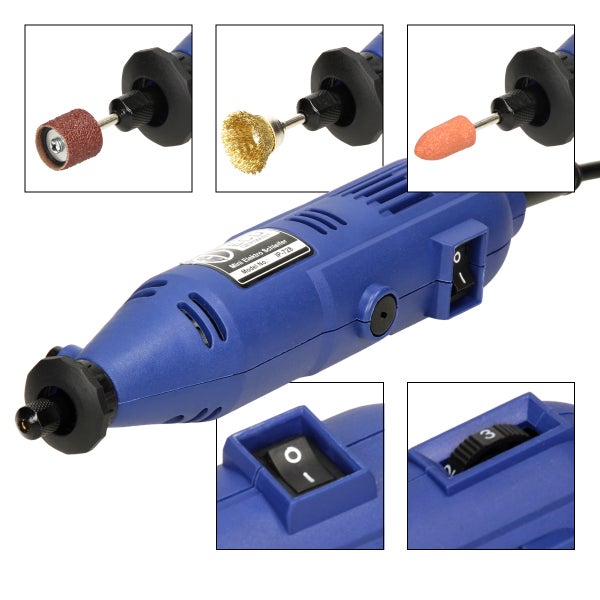 ECD Germany Mini Schleifer Multifunktionswerkzeug 234 teilig - Kunststoff - Blau - 130 W - Kabellänge ca. 200 cm - inklusive Koffer - Schleifgerät Schleifmaschine Geradschleifer