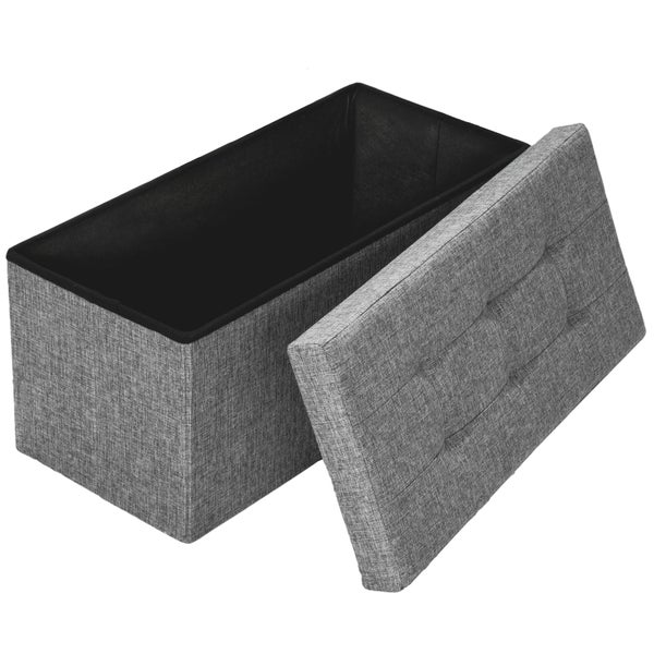 Sitzhocker mit Stauraum tectake  76 x 38 x 38 cm faltbar hellgrau
