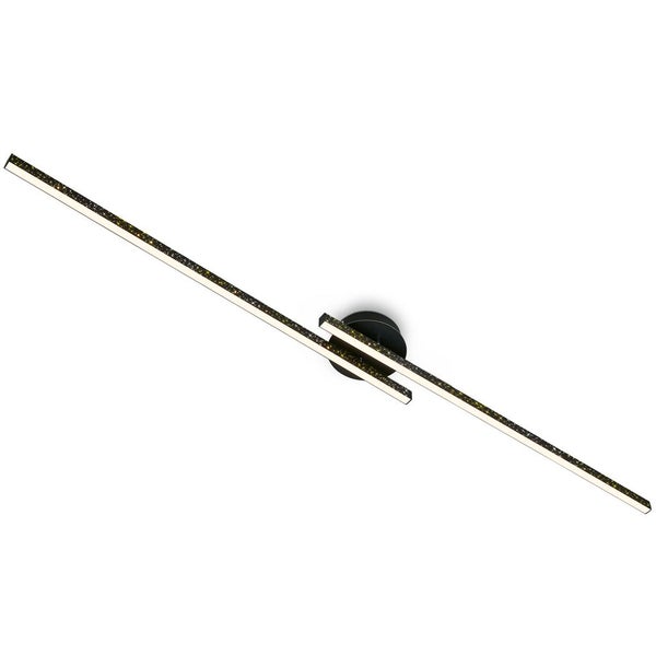 Briloner Leuchten REY - Wand-& Deckenleuchte - 3717025 - Glitzereffekt durch Laserlochoptik - 24W ? 2800 lm - Warmweiß 3000K - 135 x 14 x 6,5 cm