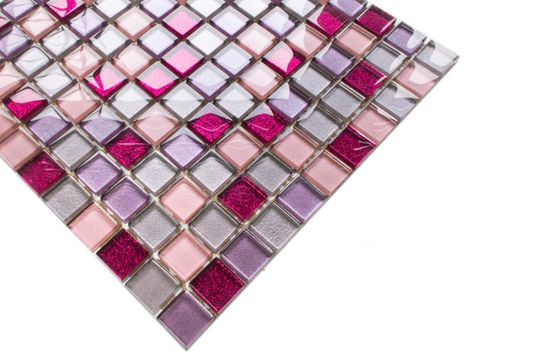 Glasmosaik auf Netz für Bad und Küche 30cm x 30cm  - Barbie