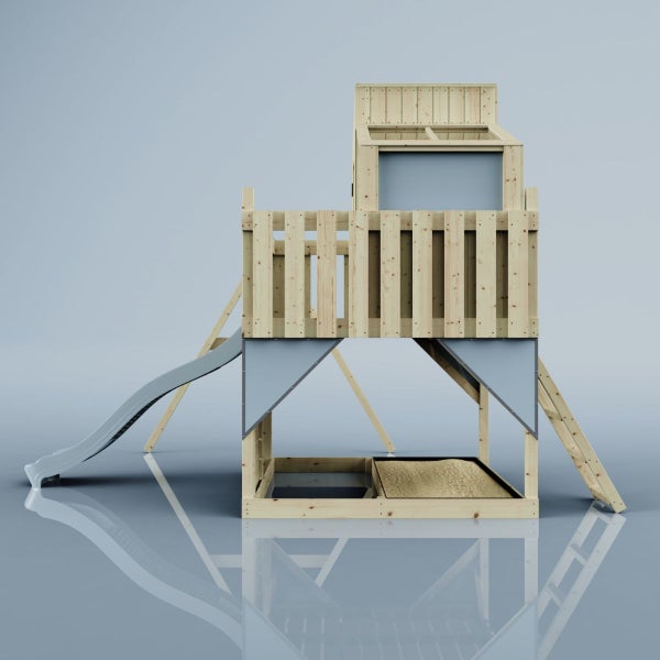 OutdoorToys Spielturm Lotta aus Holz in Blau Kinderschaukel