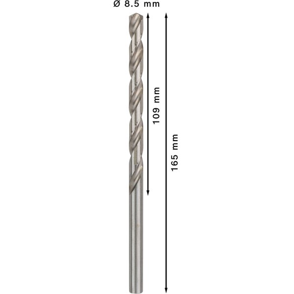 Metallbohrer mit einer Länge von 165 mm und einem Durchmesser von 8,5 mm