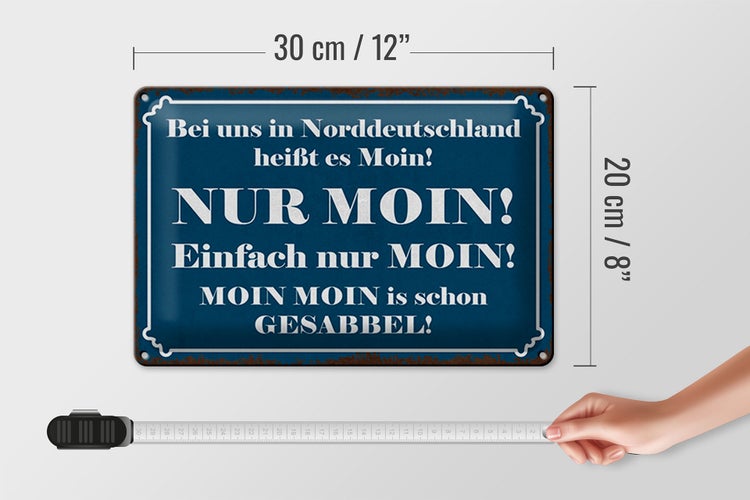Blechschild Spruch 30x20cm Norddeutschland heißt NUR MOIN