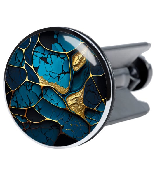 Waschbeckenstöpsel mit blau-goldenem Muster