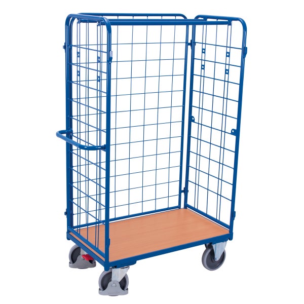 VARIOfit Paket-Dreiwandwagen, hoch, seitlich vergittert Ladefläche 850x500mm