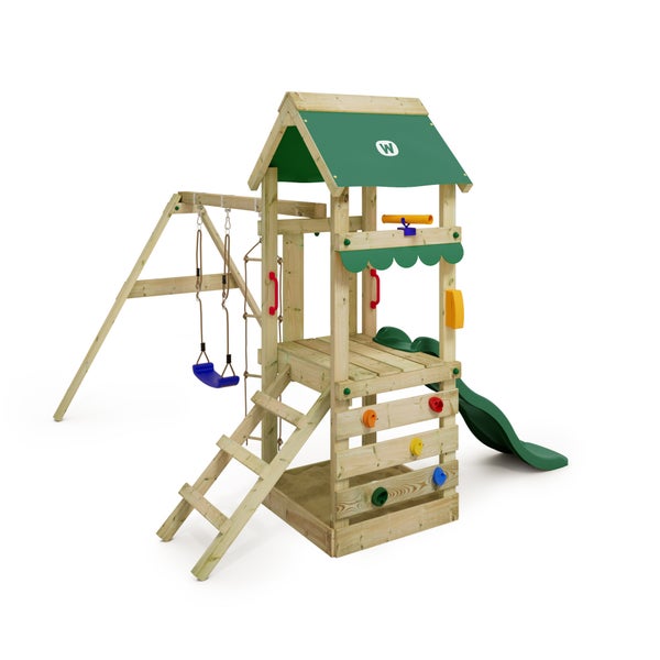 Dekoratives sechseckiges Wandregal aus Holz und Metall mit Größenangaben