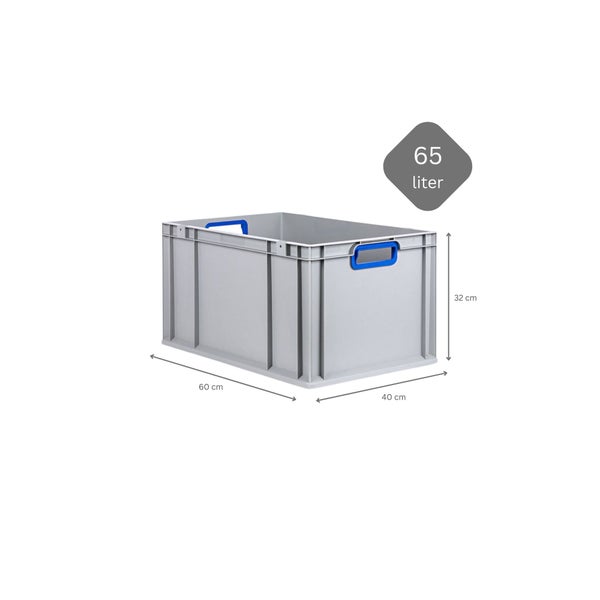 PROREGAL Spar Set 3x Eurobox Nextgen Color Mit Auflagedeckel & Schiebeschnappverschlüsse HxBxT 32 x 40 x 60 cm Griffe Blau Offen Verstärkter Boden