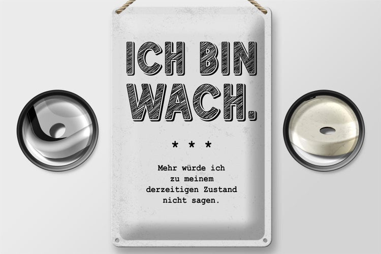 Blechschild Spruch lustig Zustand Ich bin wach 20x30cm