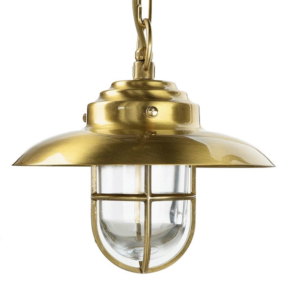 Hängelampe aus Metall und Glas an Kette