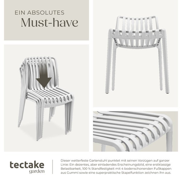 Gartenstühle tectake Alcudia 47 x 58 x 80,5 cm, Belastbarkeit 110 kg wetterfest und UV-beständig creme