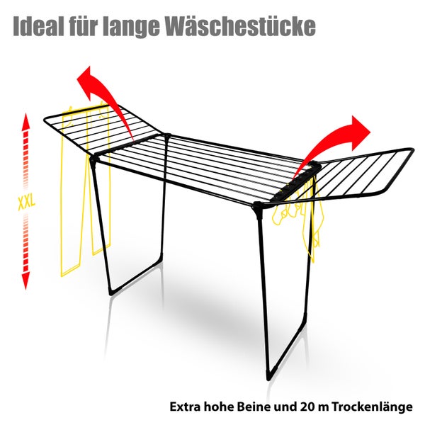 G BigDean Wäscheständer 20m extra hoch & dicke Leinen - Wäschetrockner Made in Europe