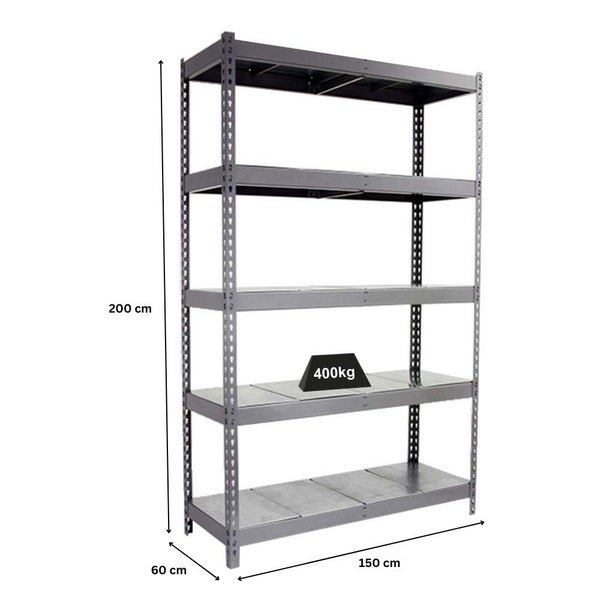 PROREGAL Schwerlastregal Big Metal Yeti Five HxBxT 200 x 150 x 60 cm Fachlast 400 kg Grau