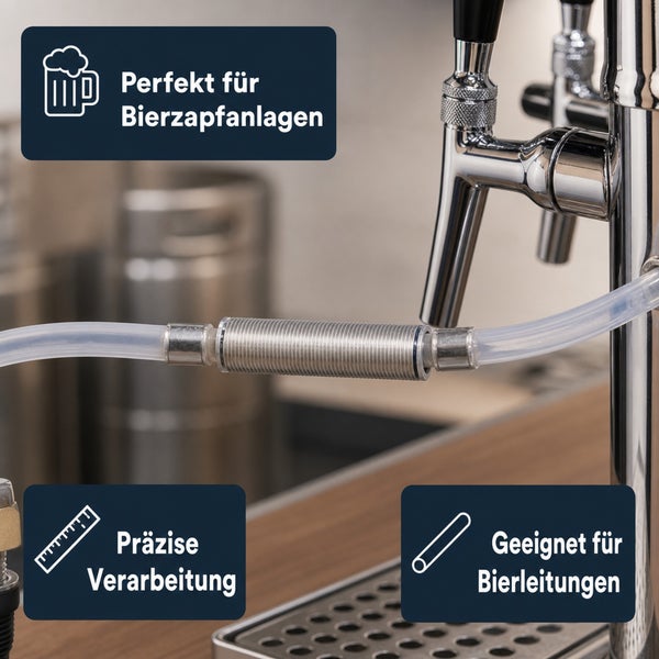 Bierleitung Filter für Zapfanlagen mit Präzisionsgehäuse zur Montage zwischen Schläuchen