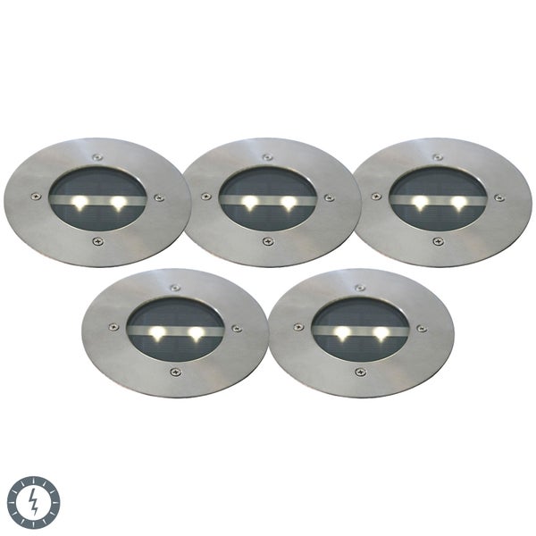 Set mit 5 modernen Bodenstrahlern aus Stahl IP44 Solar – Tiny