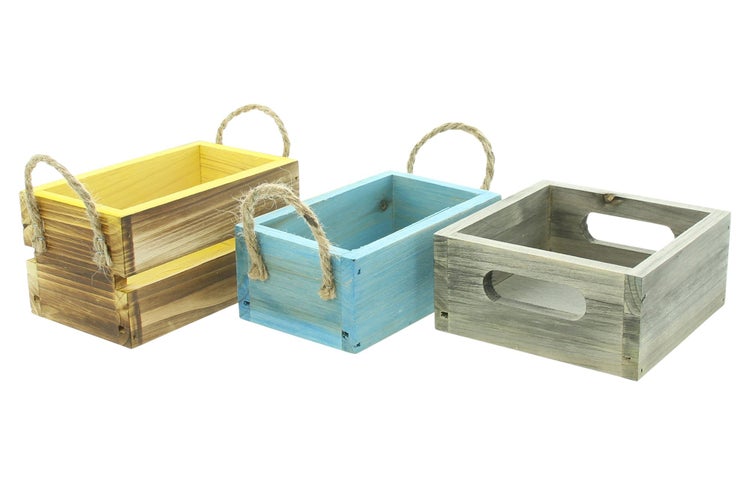 FRANK FLECHTWAREN | Kiste Colored, 3er Set, PAULOWNIA, HANF, 13 x 13 x 6 cm, 15 x 9 x 6 cm, 15 x 9 x 8 cm