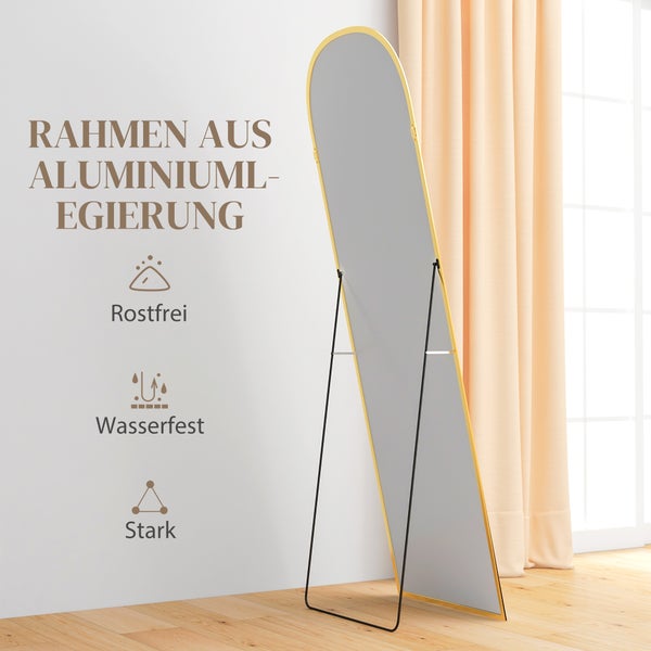 Freistehender Spiegel mit Aluminiumrahmen, rostfrei, wasserfest und stabil