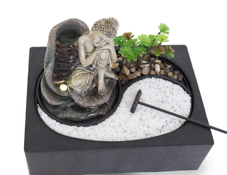 Zimmerbrunnen Tischbrunnen Zen Garten ZenGarden Buddha Led 10992