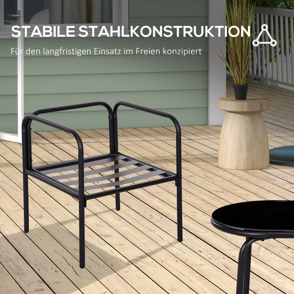 Outsunny 4-tlg. Gartenmöbel-Set, 116L x 58B x 66H cm, Stahl, Polyester, braun