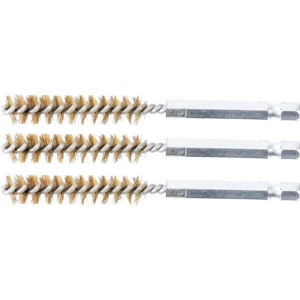 BGS Messingbürste 15 mm Antrieb Außensechskant 6,3 mm (1/4) 3tlg. - 3078-15-M