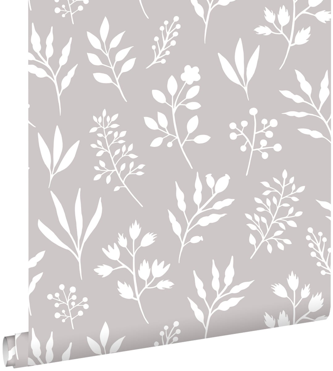 ESTAhome Tapete Blumenmuster im skandinavischen Stil Grau - 0,53 x 10,05 m - 139084