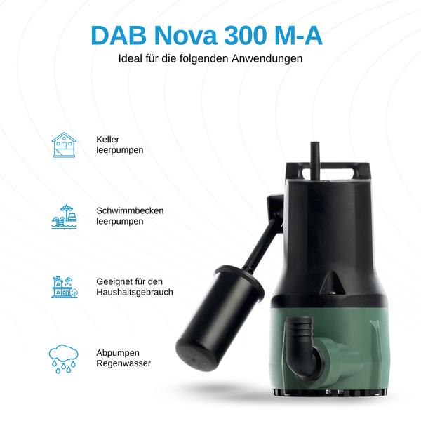 DAB Nova 300 M-A Tauchpumpe für Keller, Schwimmbecken und Regenwasser