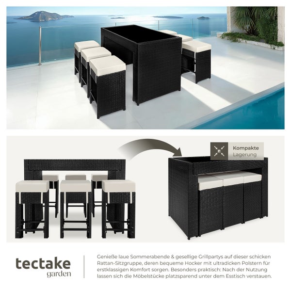 Rattan Barset tectake Ibiza 2 Bezugssets mit Aluminiumgestell schwarz