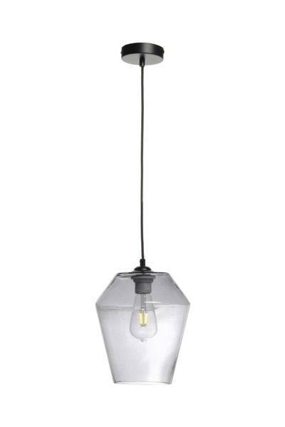 Design Glas Pendelleuchte Grau, Hängelampe Glaskugel 30 cm | Wohnzimmer Esszimmer Leuchte