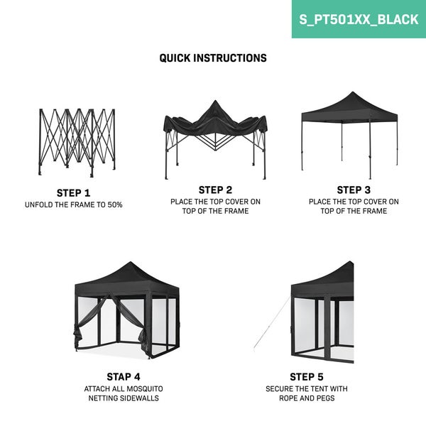 VONROC Pavillon 3x3m wasserdicht stabil - Partyzelt EasyUp System [3Min Aufbau] Popup Faltpavillon modular erweiterbar als Festival Zelt, Gartenpavillon