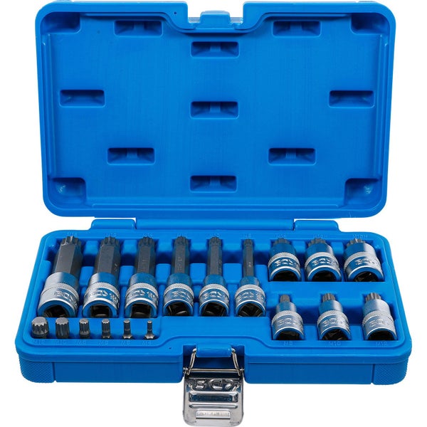 BGS Bit-Einsatz-Satz Antrieb Innenvierkant 6,3 mm (1/4) / 12,5 mm (1/2) Innenvielzahn (für XZN) 18tlg. - 5172