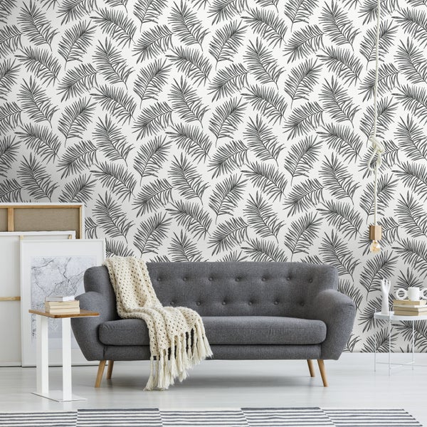 Superfresco Easy | Tapete - Scandi Leaves - Weiß/Grau