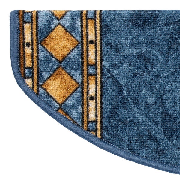 FLOORDIREKT Stufenmatte Rügen Selbstklebend Strapazierfähig Blau Halbrund 65 x 23,5 cm