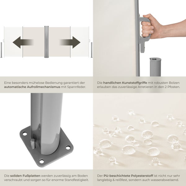 Doppel-Seitenmarkise tectake  160 x 600 cm aus Aluminium beige
