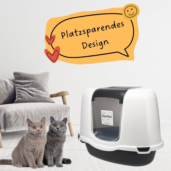 Katzenklo Ecke Große platzsparende Eck Katzentoilette mit Deckel Katzen WC Haube Ecktoilette inkl. Filter Schaufel XXL