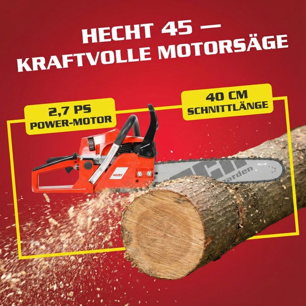 Hecht Motorsäge mit 40 Zentimeter Schnittlänge im Einsatz