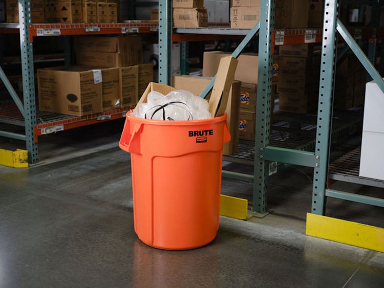 PROREGAL Rubbermaid Brute Runde Mehrzwecktonne Mit Belüftungskanälen 121,1 Liter HxBxT 69,2 x 63,5 x 55,5 cm Aus Widerstandsfähigem Kunststoff Orange
