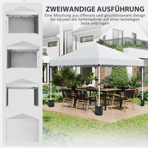 Pavillon mit optionalen Seitenwänden auf einer Terrasse mit Gartenmöbeln